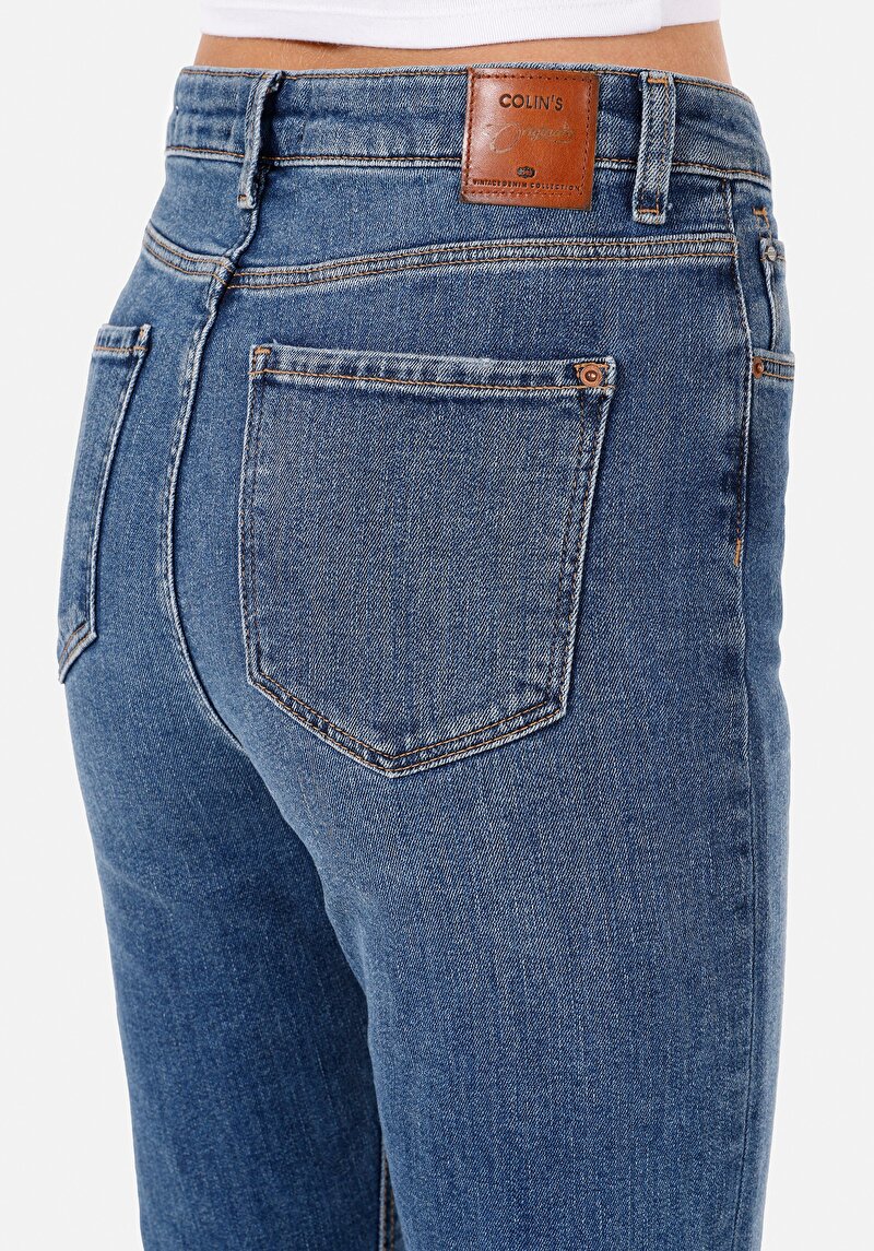 Regular Fit   Kadın İndigo Jean Pantolon