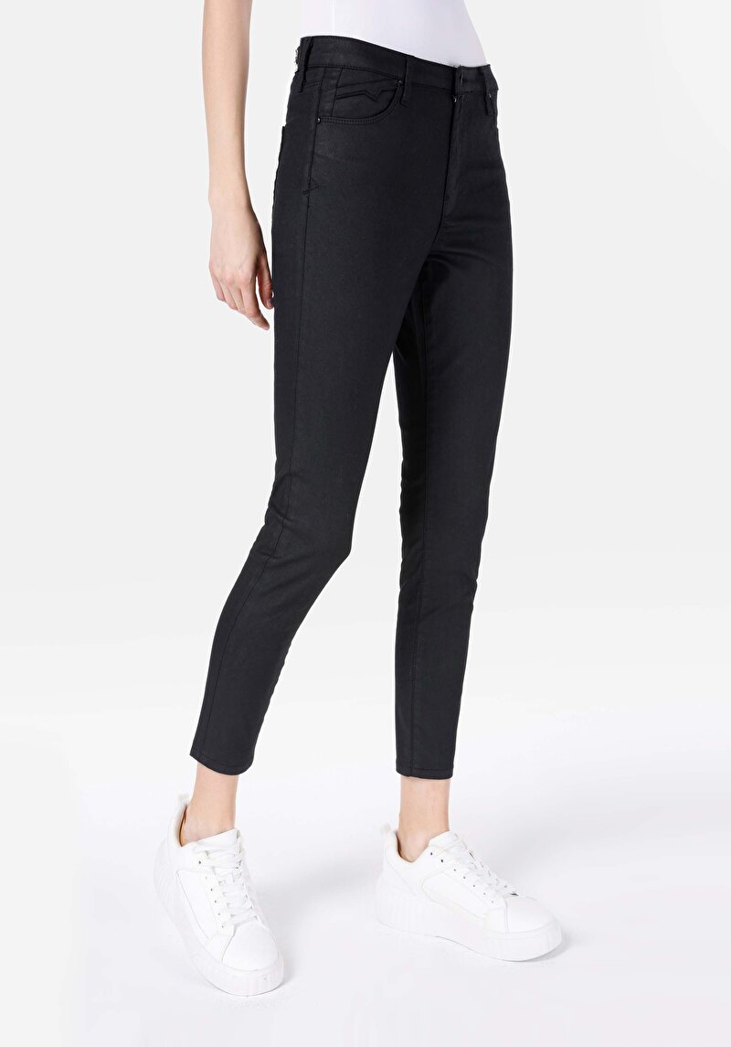 Skinny Fit Orta Bel Dar Paça Kadın Siyah Denim Jean Pantolon