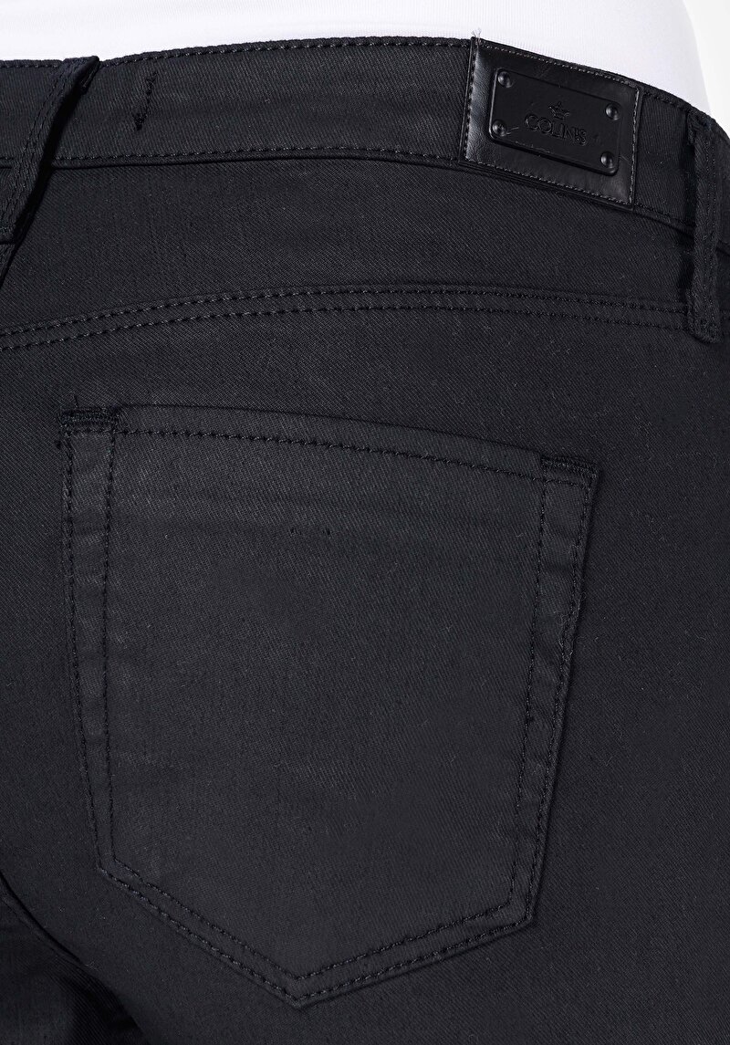 Skinny Fit Orta Bel Dar Paça Kadın Siyah Denim Jean Pantolon