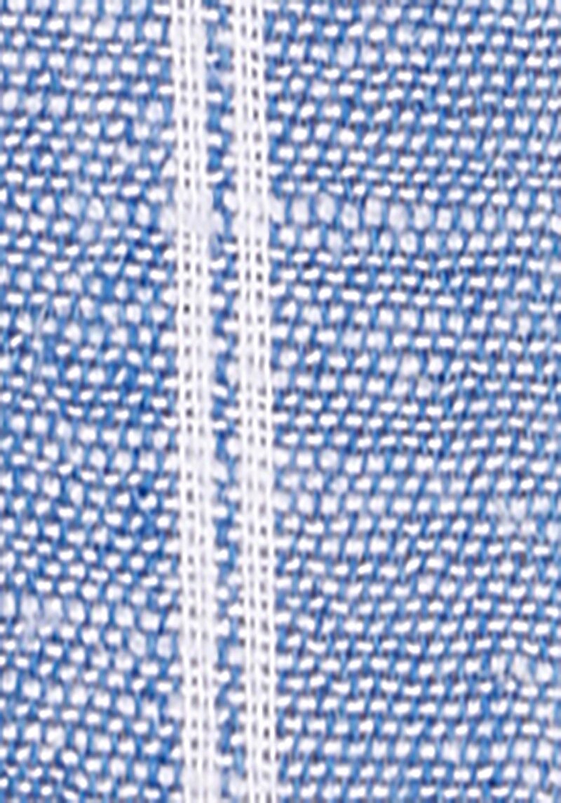 Regular Fit V Yaka Çizgili Kadın Mavi Kısa Kol Gömlek