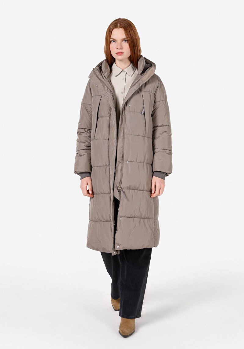 Regular Fit High Neck Kadın Kaban