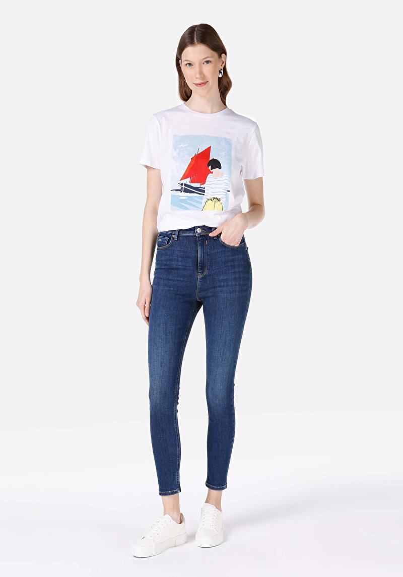 Skinny Fit Kadın Koyu İndigo Denim Jean Pantolon