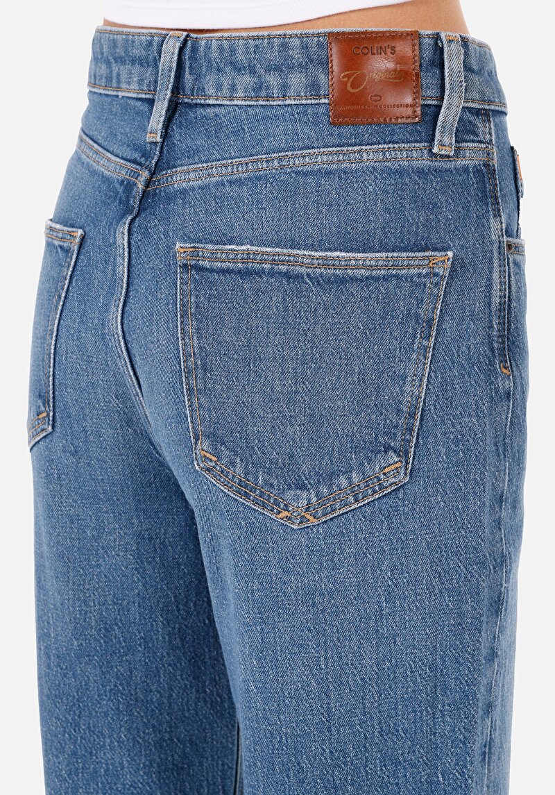 Straight Fit Kadın İndigo Denim Jean Pantolon