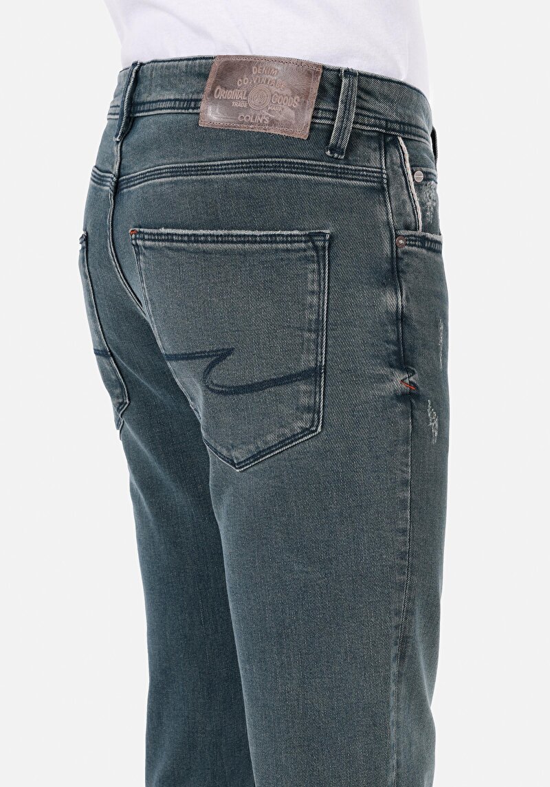 Straight Fit Düşük Bel Düz Paça Erkek İndigo Jean Pantolon