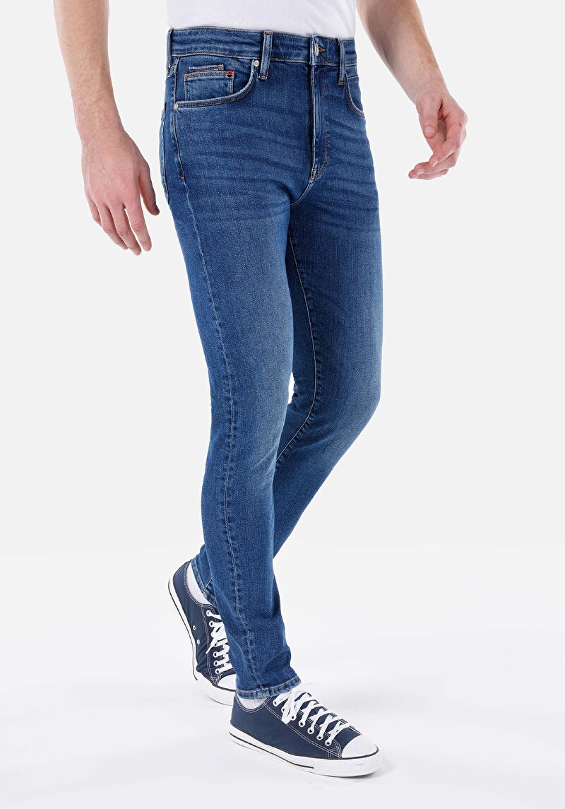 Skinny Fit Erkek İndigo Jean Pantolon