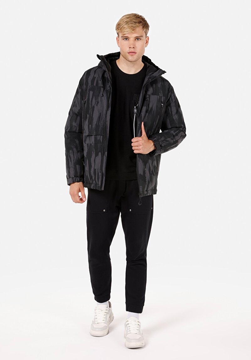 Regular Fit     Erkek Siyah Mont
