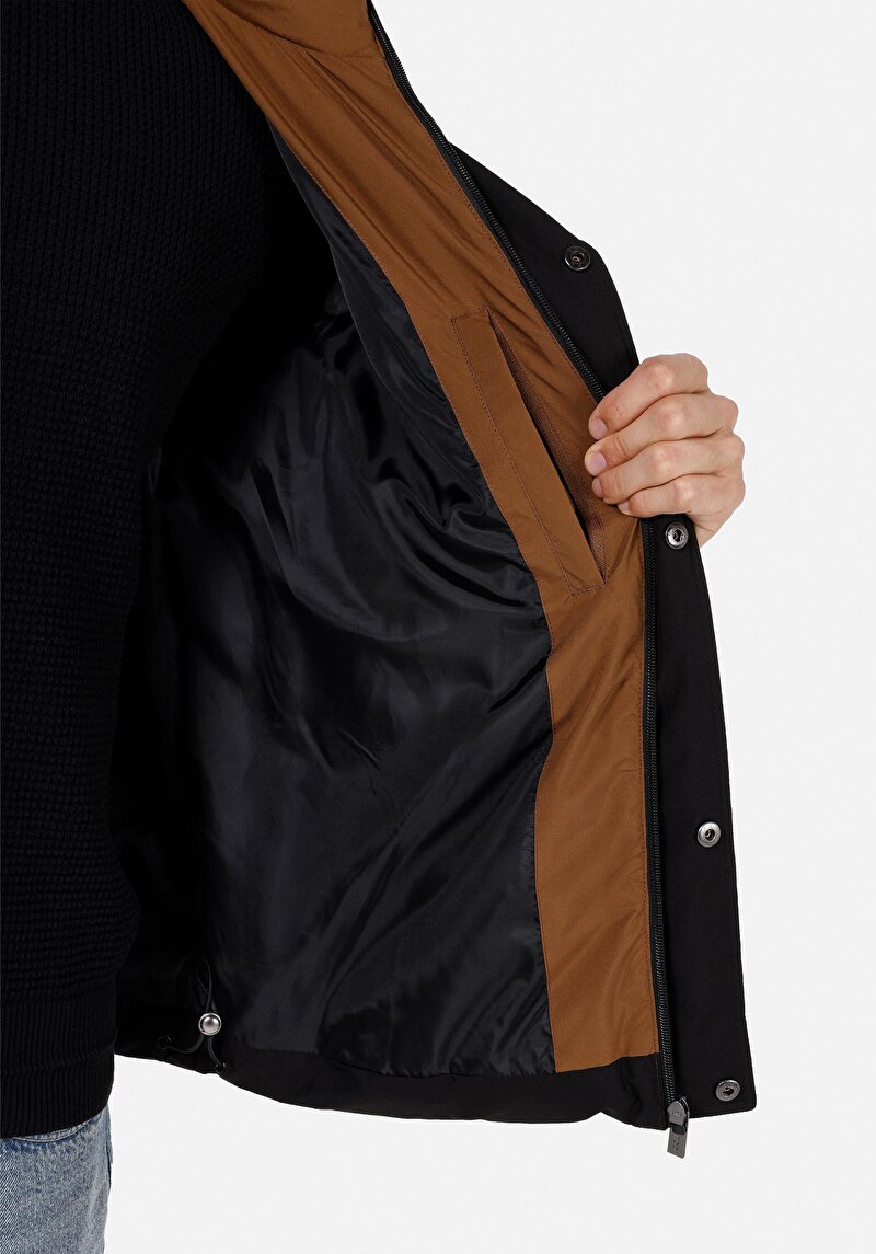 Regular Fit     Erkek Siyah Mont