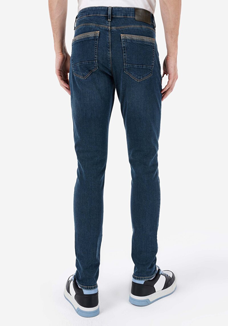 Slim Fit Erkek İndigo Jean Pantolon