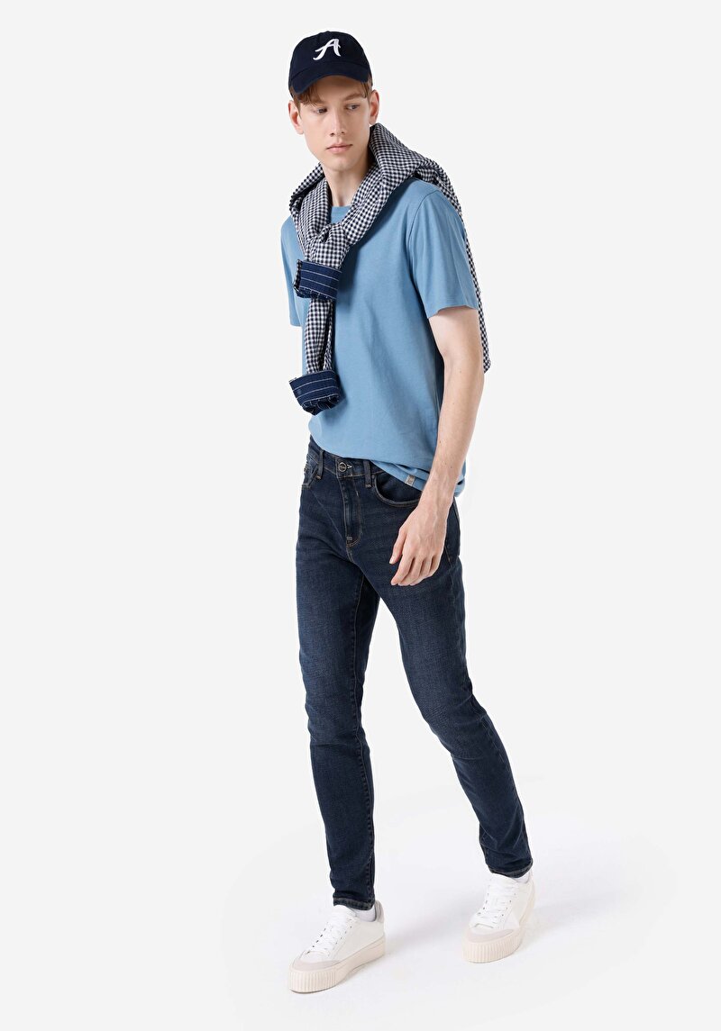 Slim Fit Erkek Lacivert Jean Pantolon