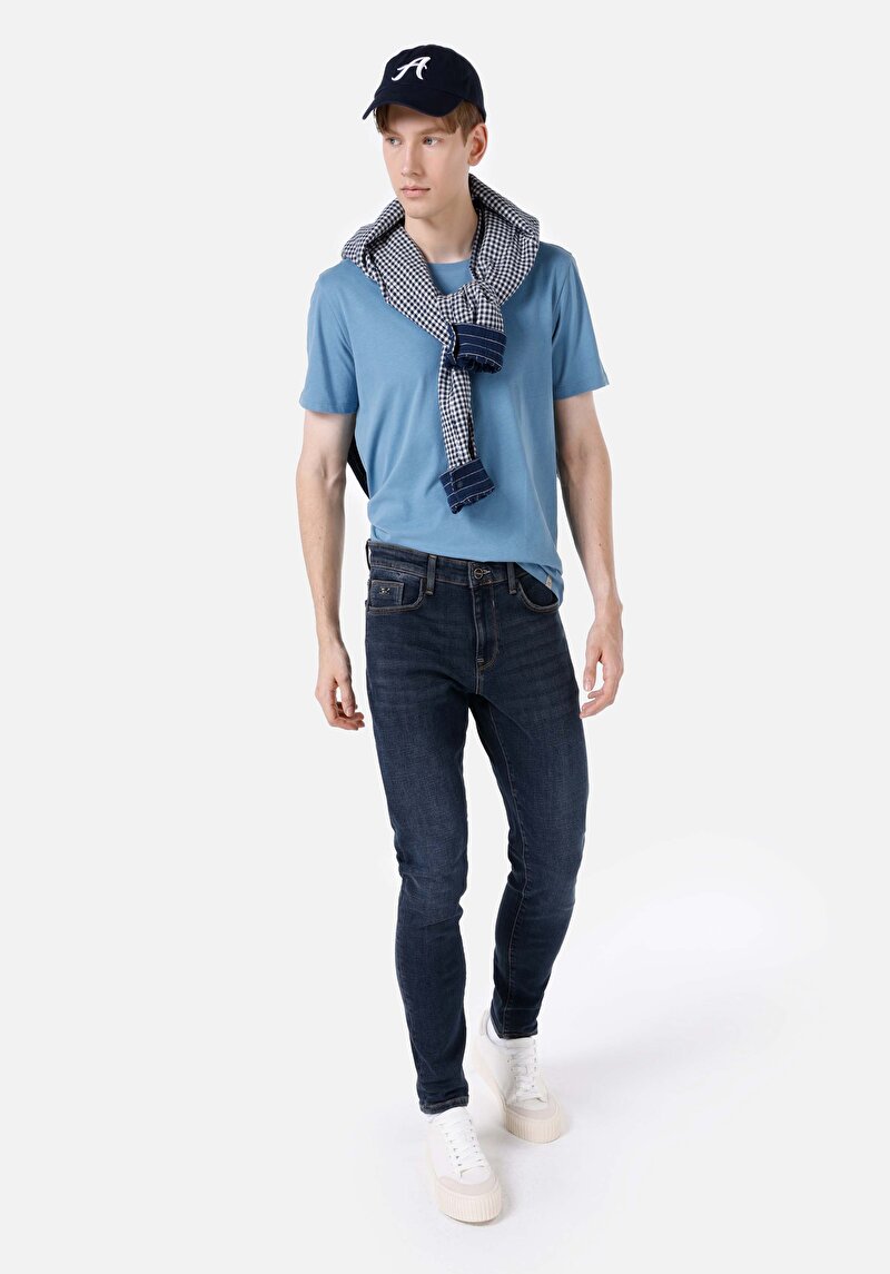 Slim Fit Erkek Lacivert Jean Pantolon