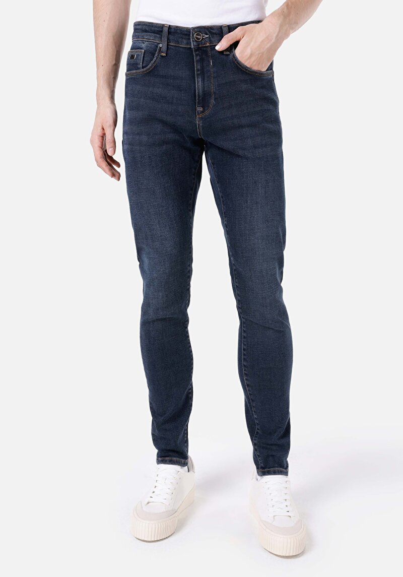 Slim Fit Erkek Lacivert Jean Pantolon