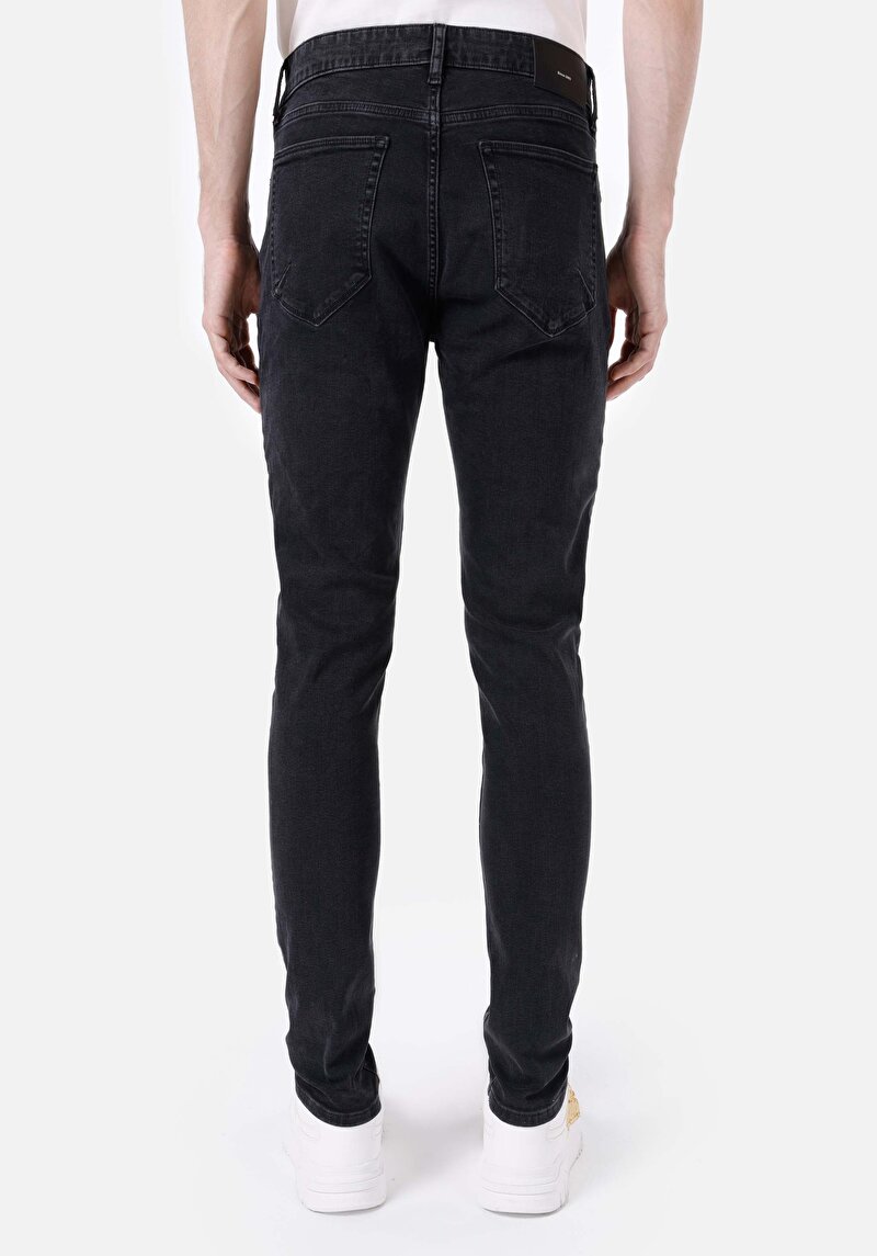 Slim Fit Düşük Bel Dar Paça Erkek Siyah Jean Pantolon