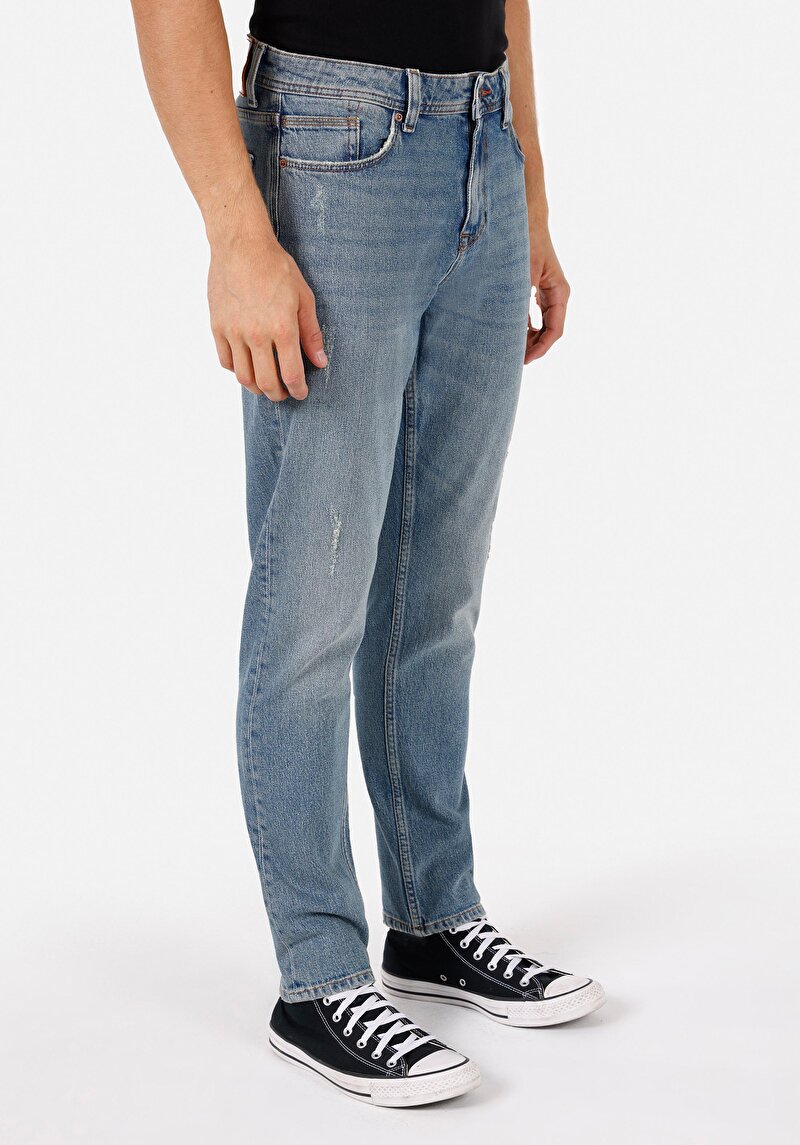 Regular Fit Erkek İndigo Denim Jean Pantolon