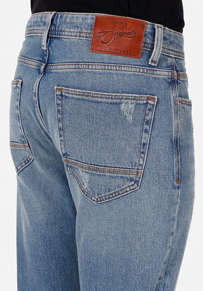 Regular Fit Erkek İndigo Denim Jean Pantolon