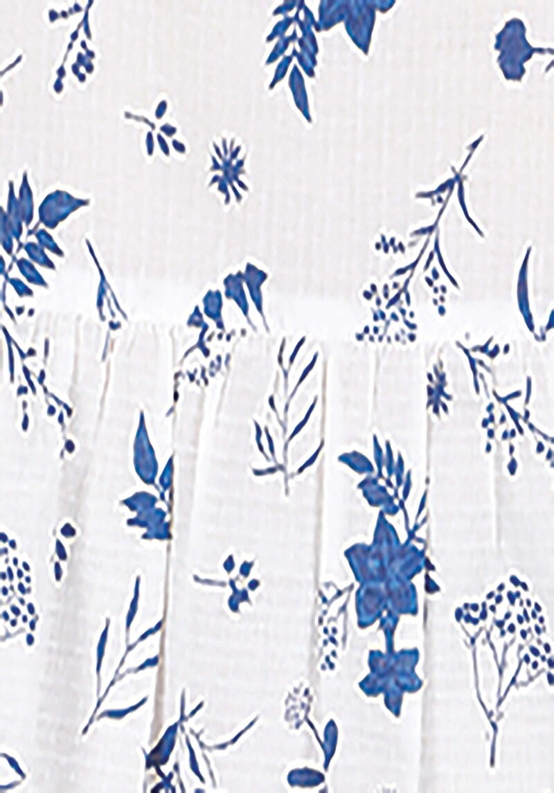 Regular Fit Shirt Neck Çiçekli Kadın Beyaz ¾ Kol Gömlek