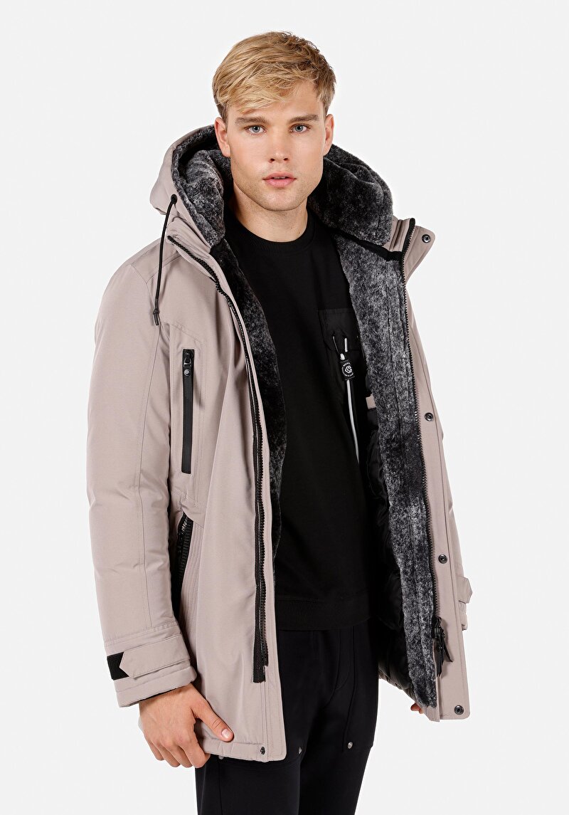 Regular Fit Erkek Ekru Kaban