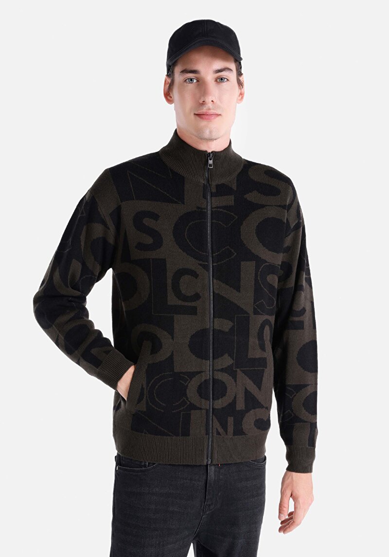 Regular Fit Erkek Siyah Triko Hırka