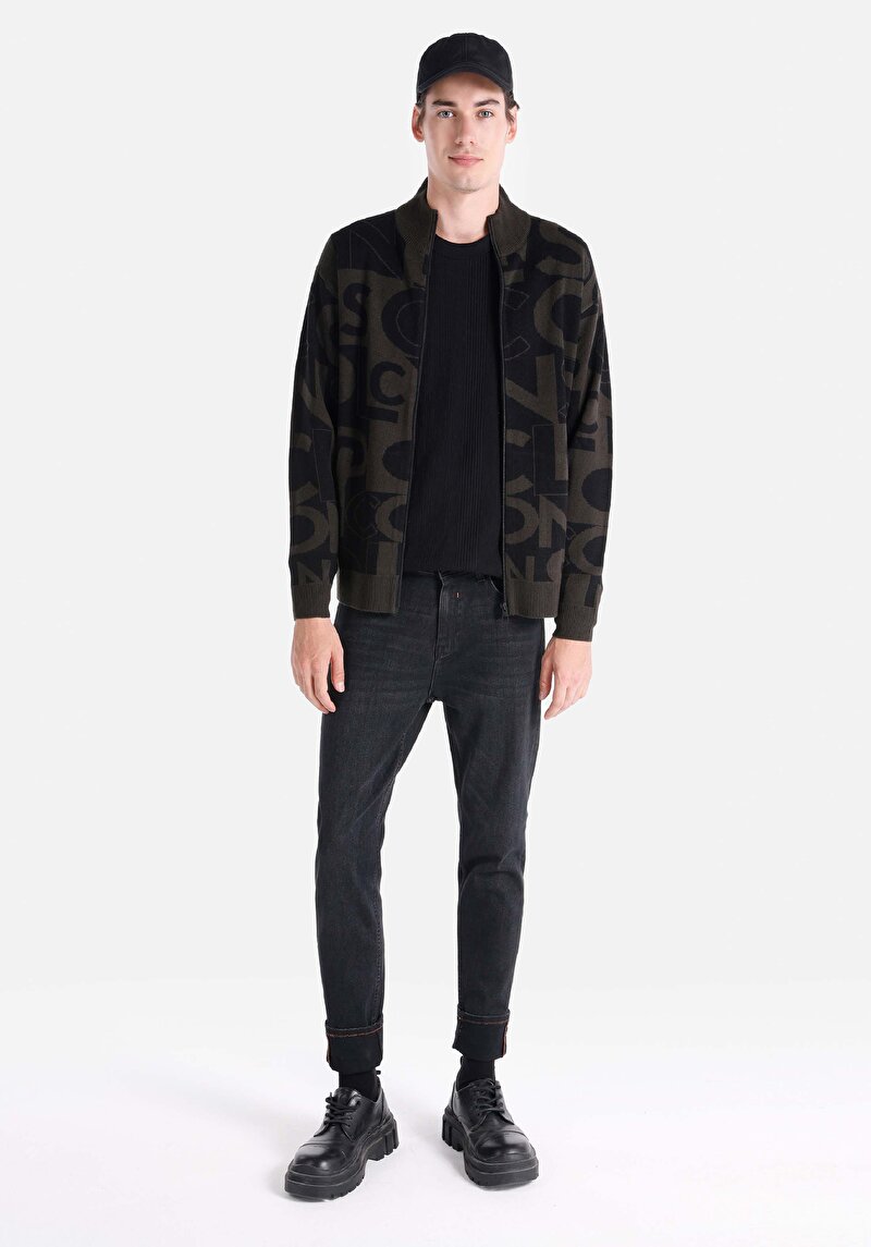 Regular Fit Erkek Siyah Triko Hırka