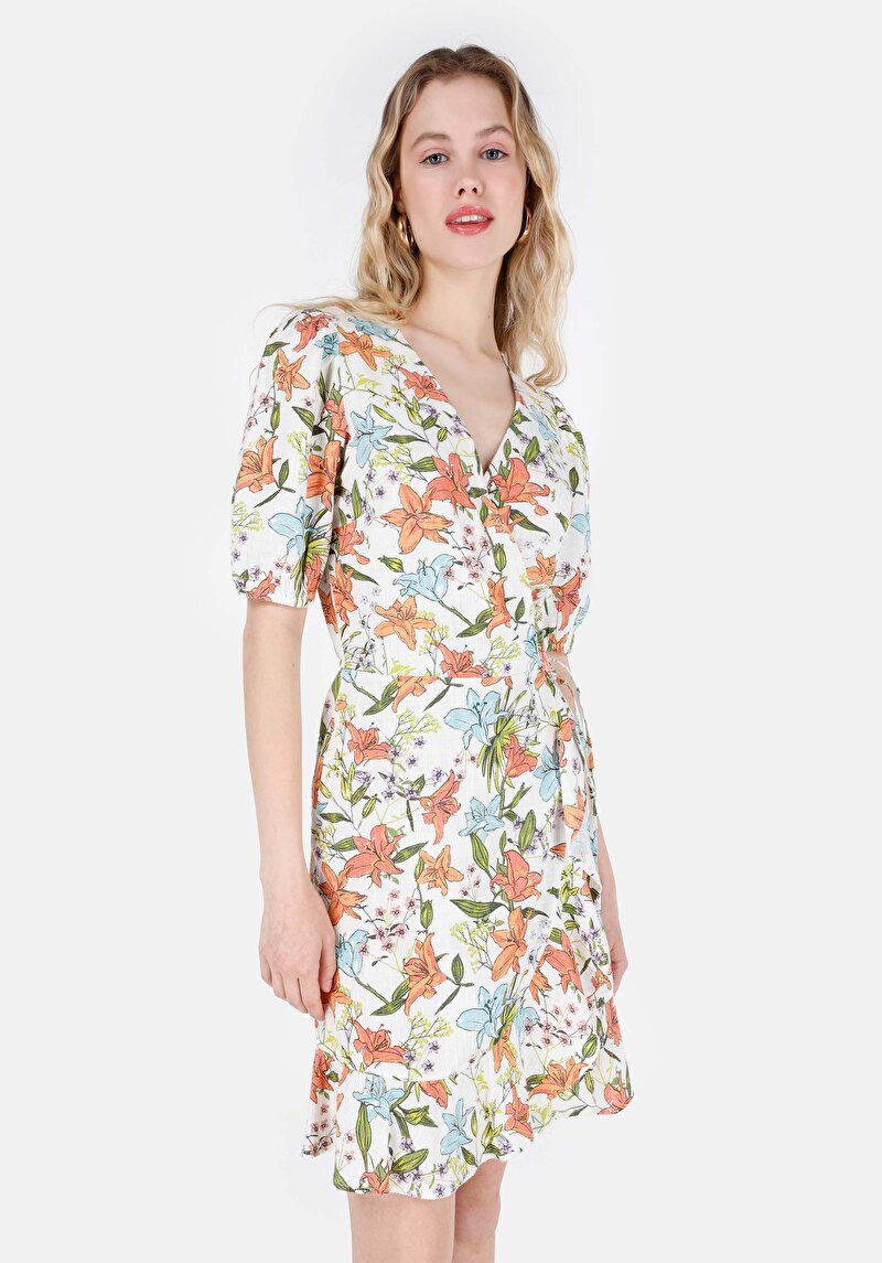 Regular Fit Dokuma Kadın Çok Renkli Elbise