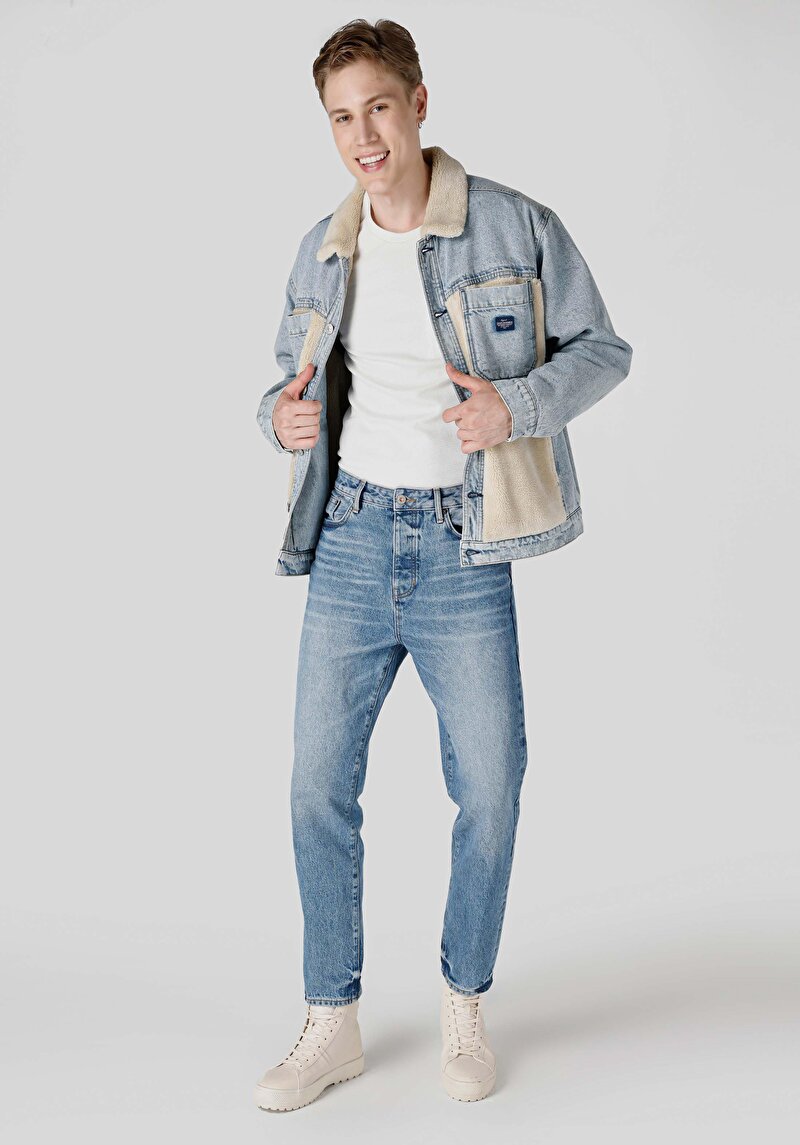 Regular Tapered Fıt Orta Bel Daralan Paça Erkek Denim Jean Pantolon