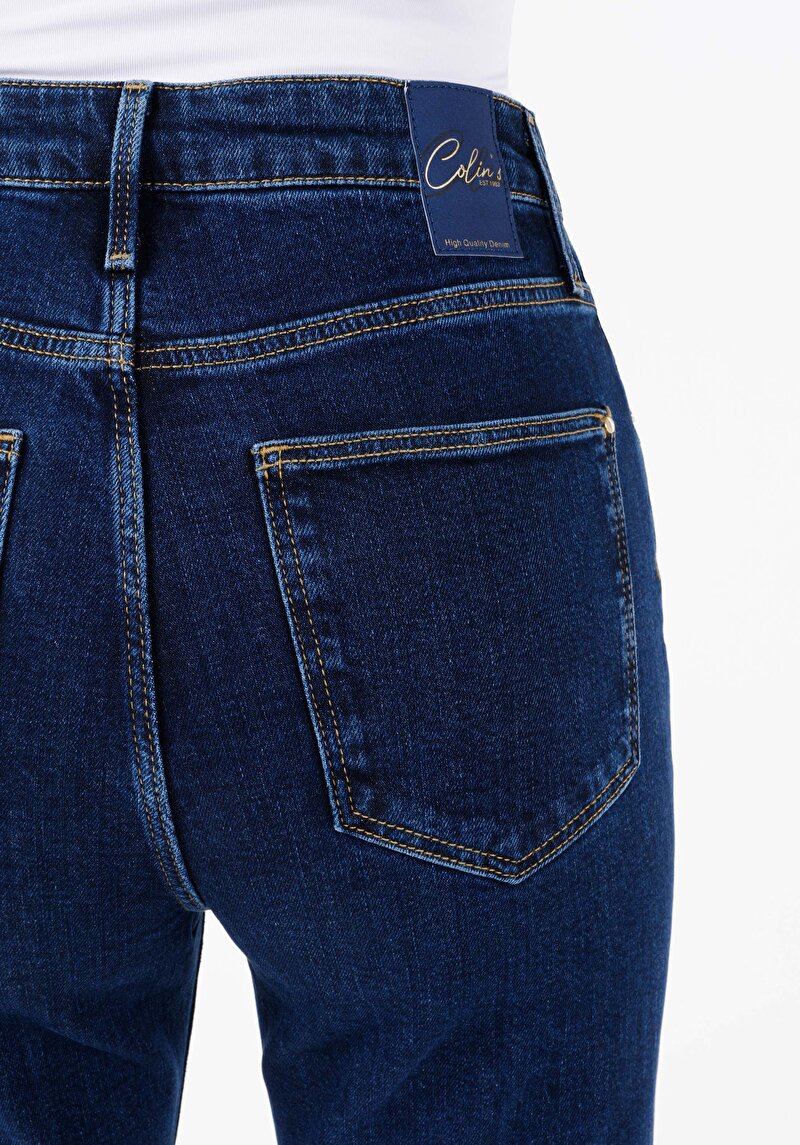 Regular Fit Orta Bel Bootcut Kadın İndigo Pamuklu Jean Pantolon