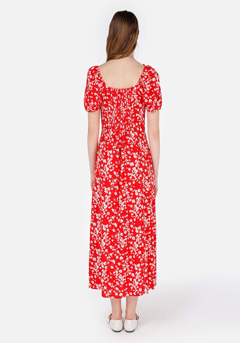 Viskozlu Regular Fit Kadın Kırmızı Elbise