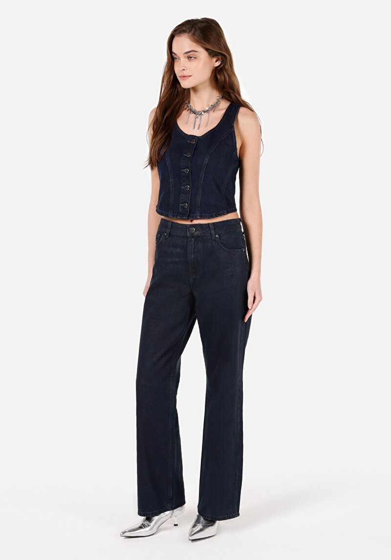 Regular Fit Kadın Koyu İndigo Jean Pantolon