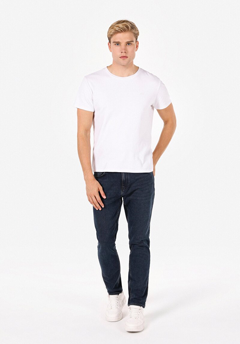 Regular Fit Erkek Koyu İndigo Jean Pantolon