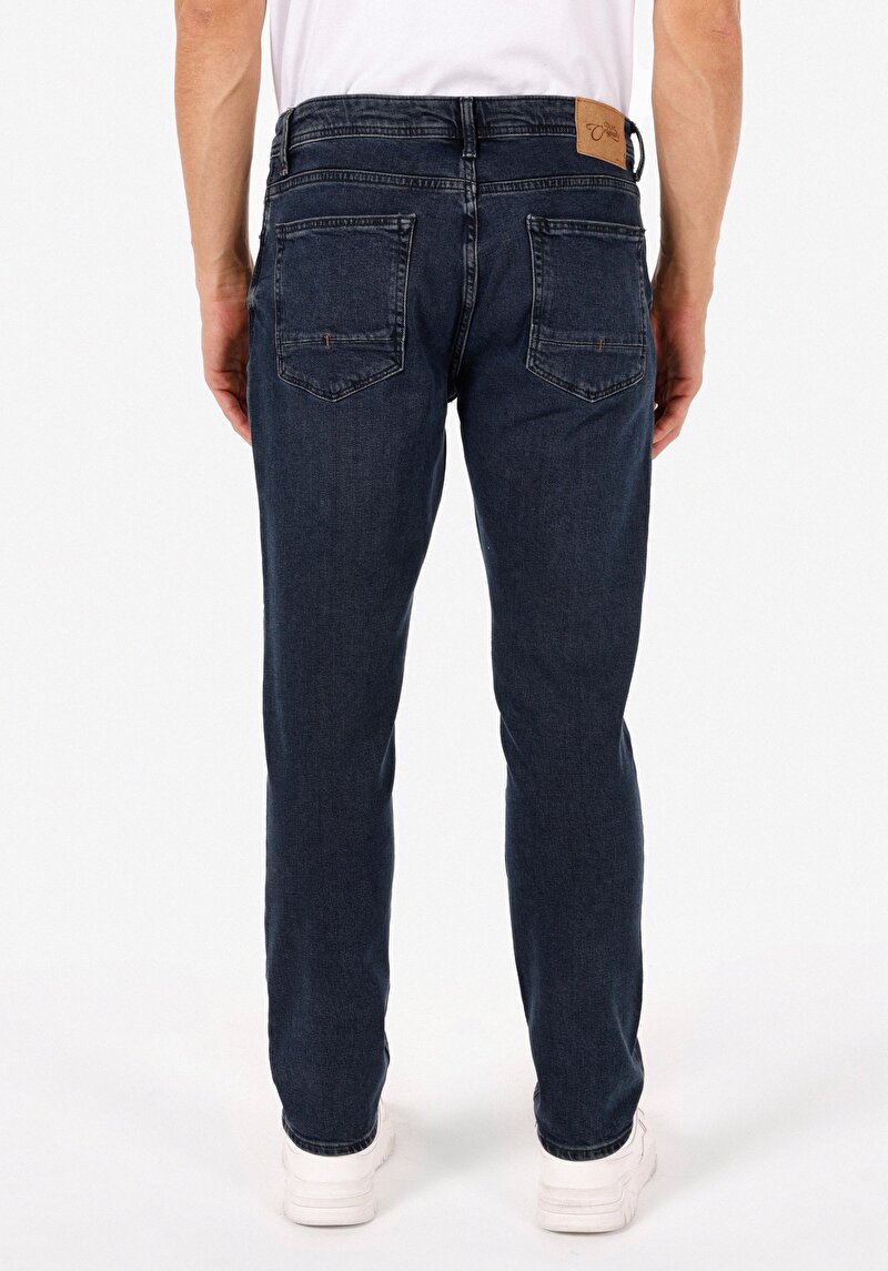 Regular Fit Erkek Koyu İndigo Jean Pantolon