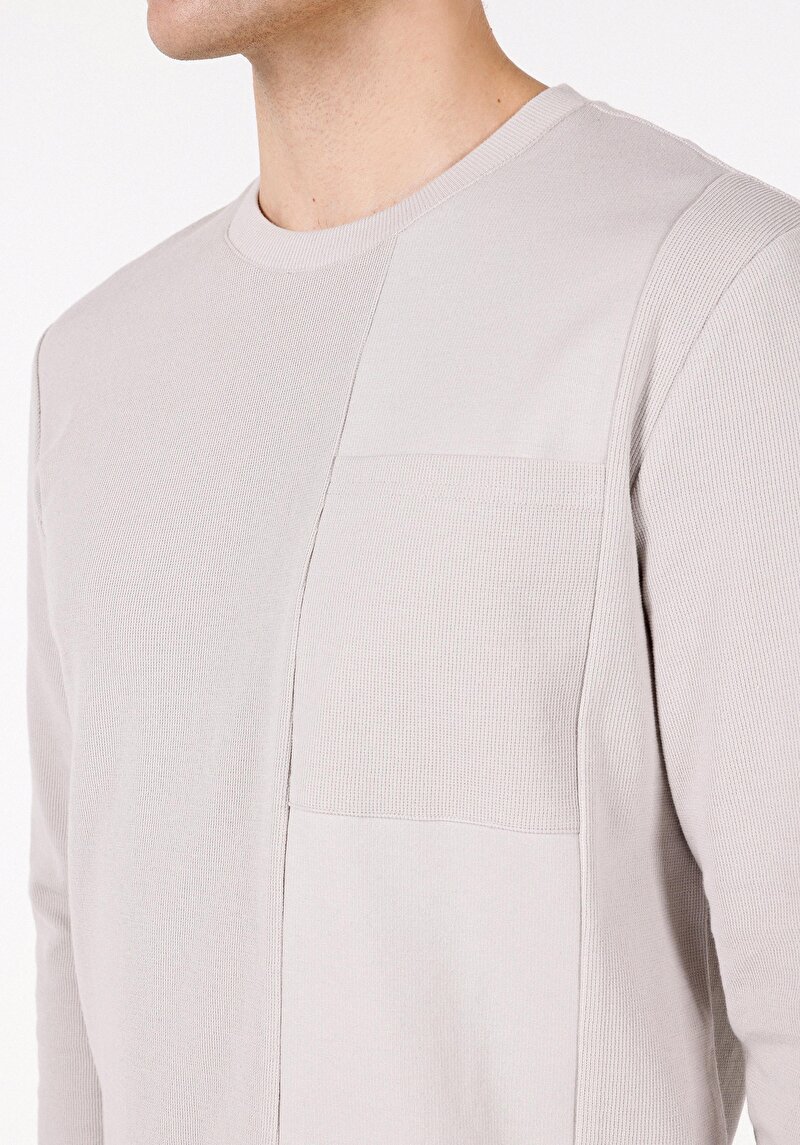 Regular Fit Yuvarlak Yaka Düz Erkek Taş Uzun Kol Tişört