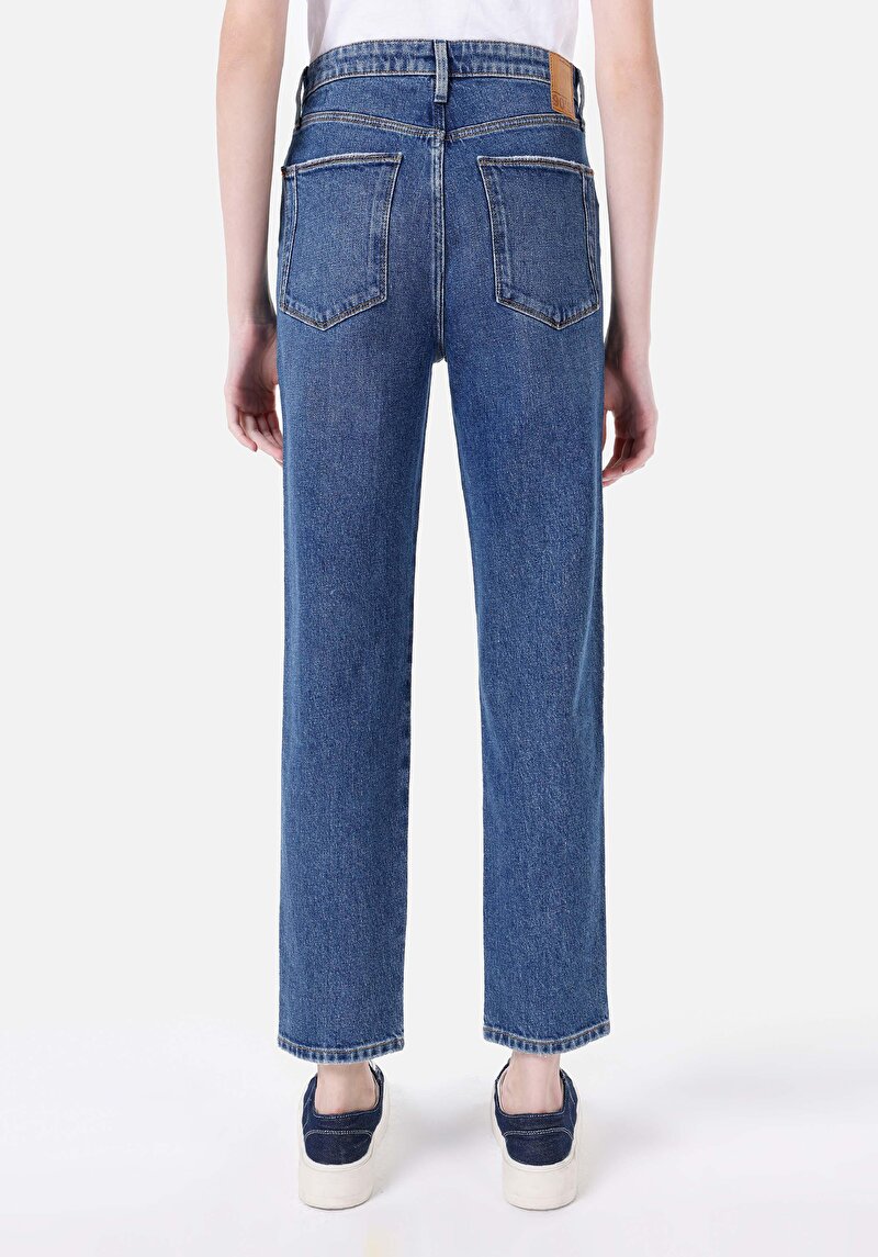 Slim Fit Kadın Denim İndigo Jean Pantolon