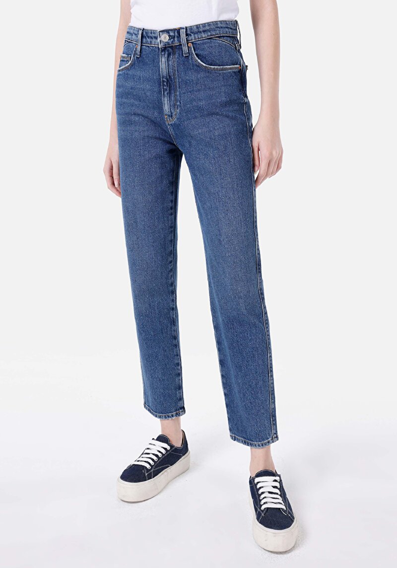 Slim Fit Kadın Denim İndigo Jean Pantolon