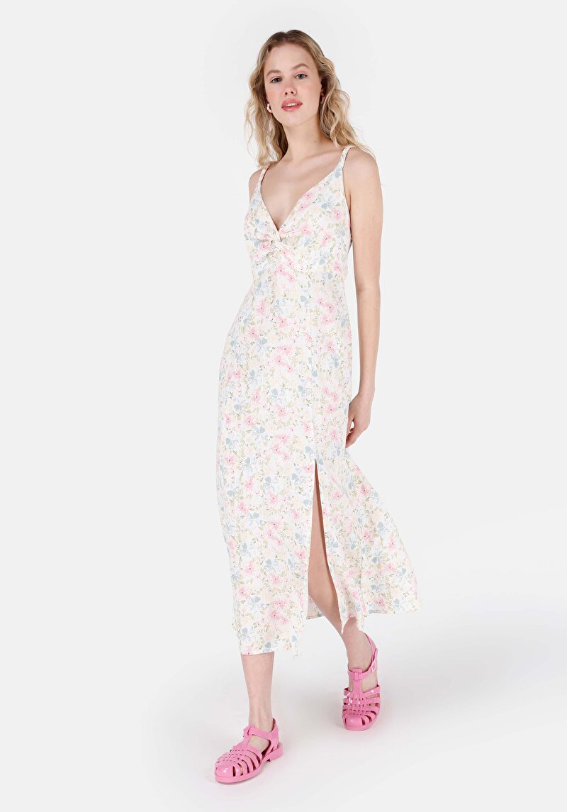 Slim Fit Kadın Ekru Elbise