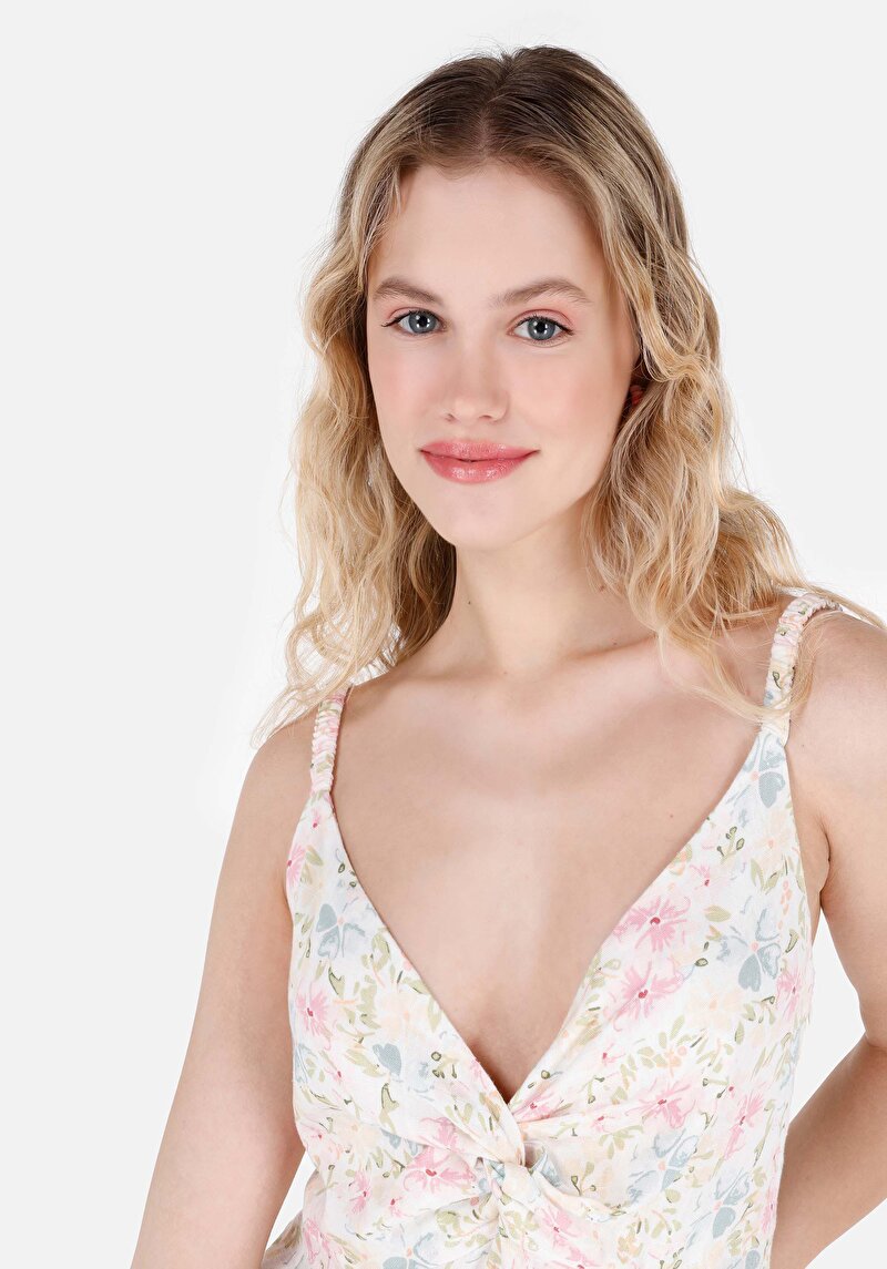 Slim Fit Kadın Ekru Elbise