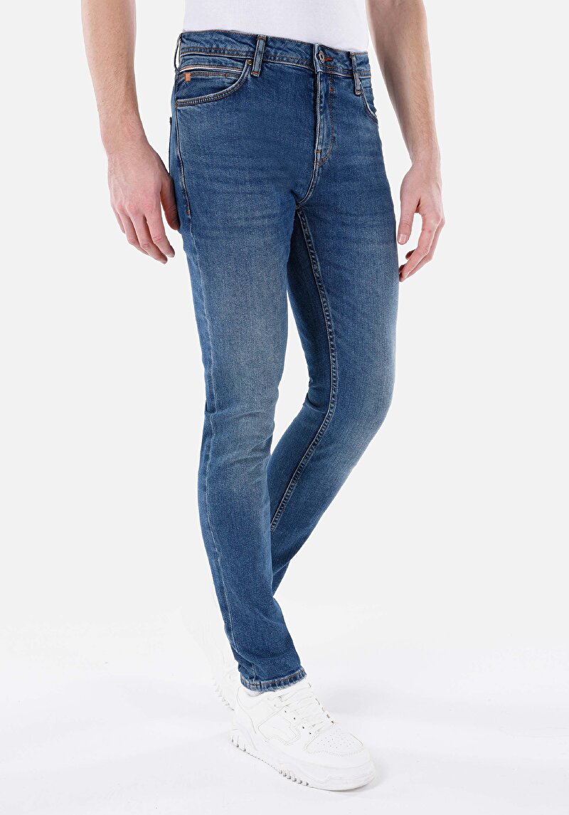 Straight Fit Erkek İndigo Jean Pantolon
