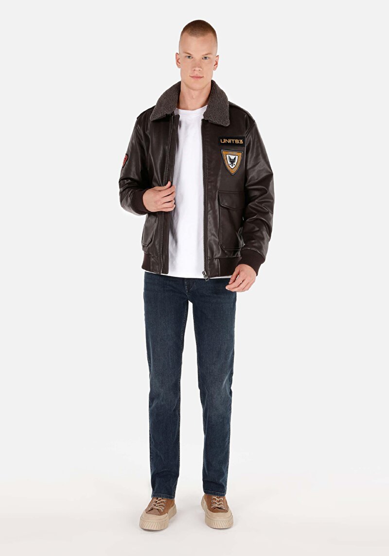 Regular Fit Erkek Kahverengi Mont Pu