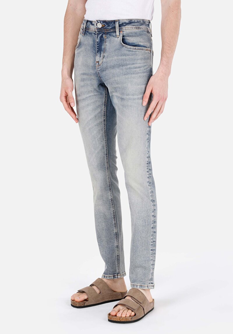 Straight Fit Erkek İndigo Jean Denim Pantolon