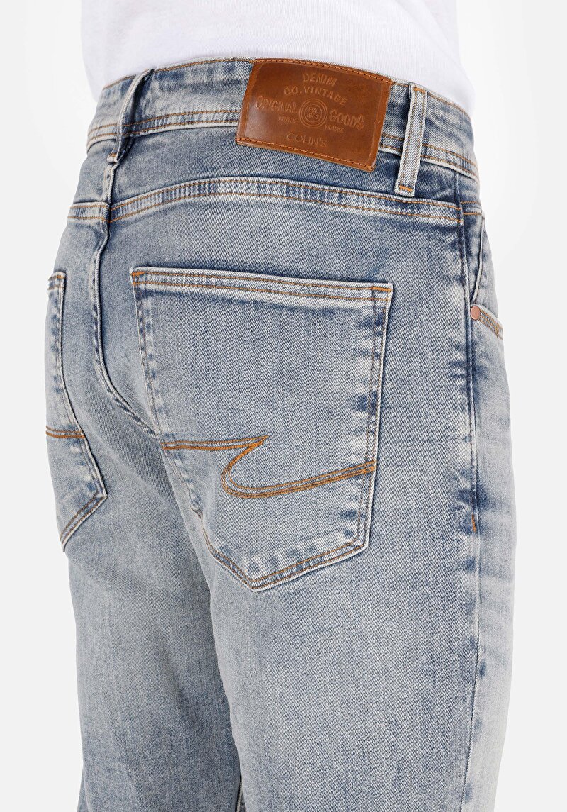 Straight Fit Erkek İndigo Jean Denim Pantolon