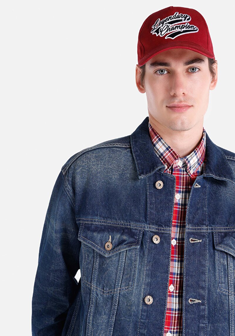 Oversize Fit Fermuarlı Astarsız Erkek Mavi Ceket