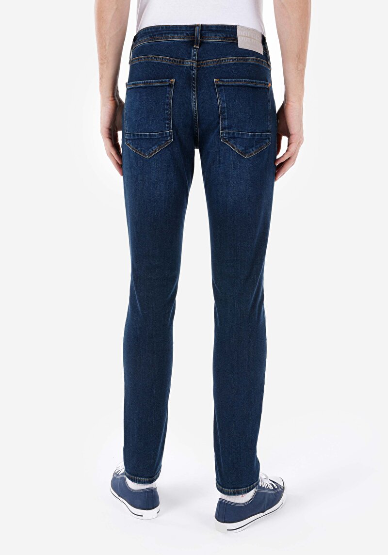Straight Fit Erkek İndigo Denim Jean Pantolon