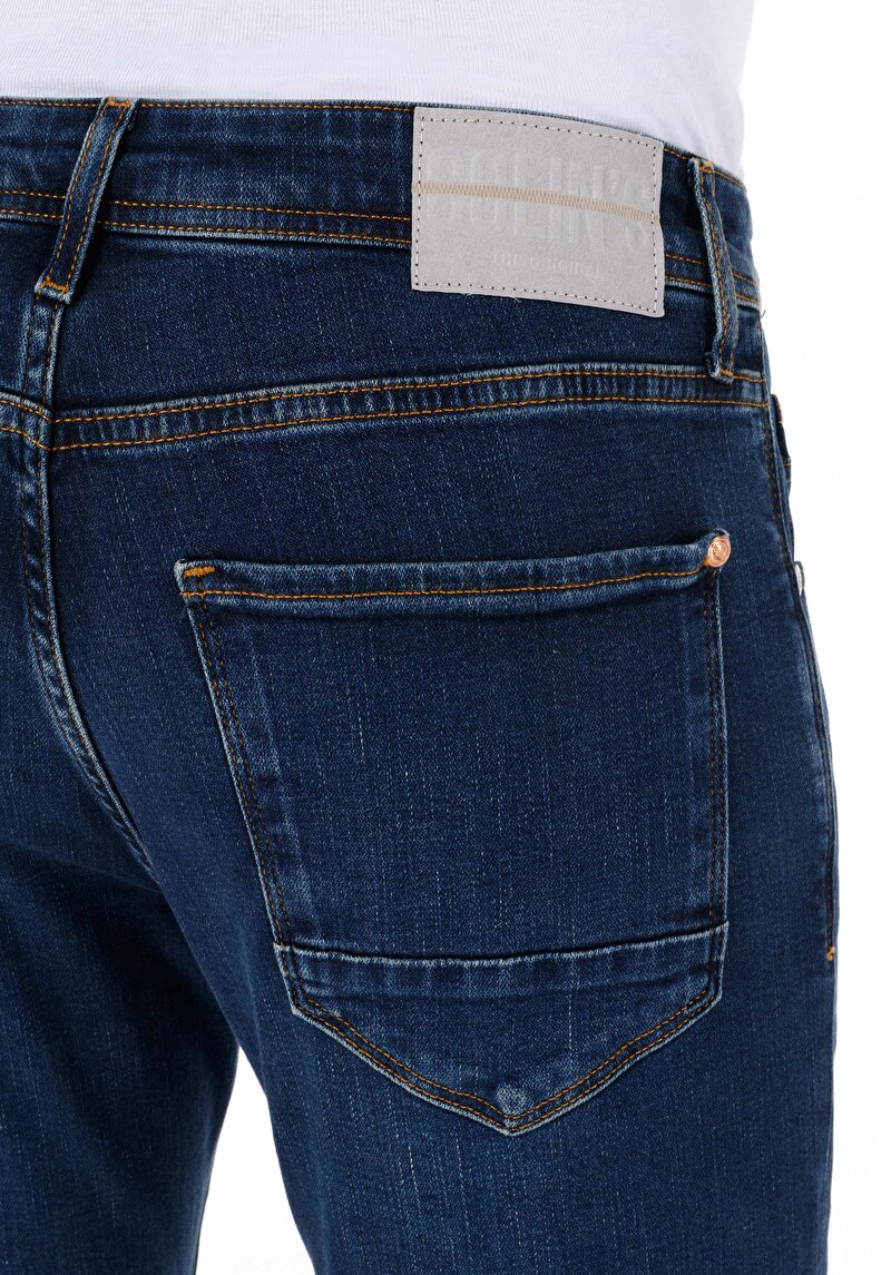 Straight Fit Erkek İndigo Denim Jean Pantolon