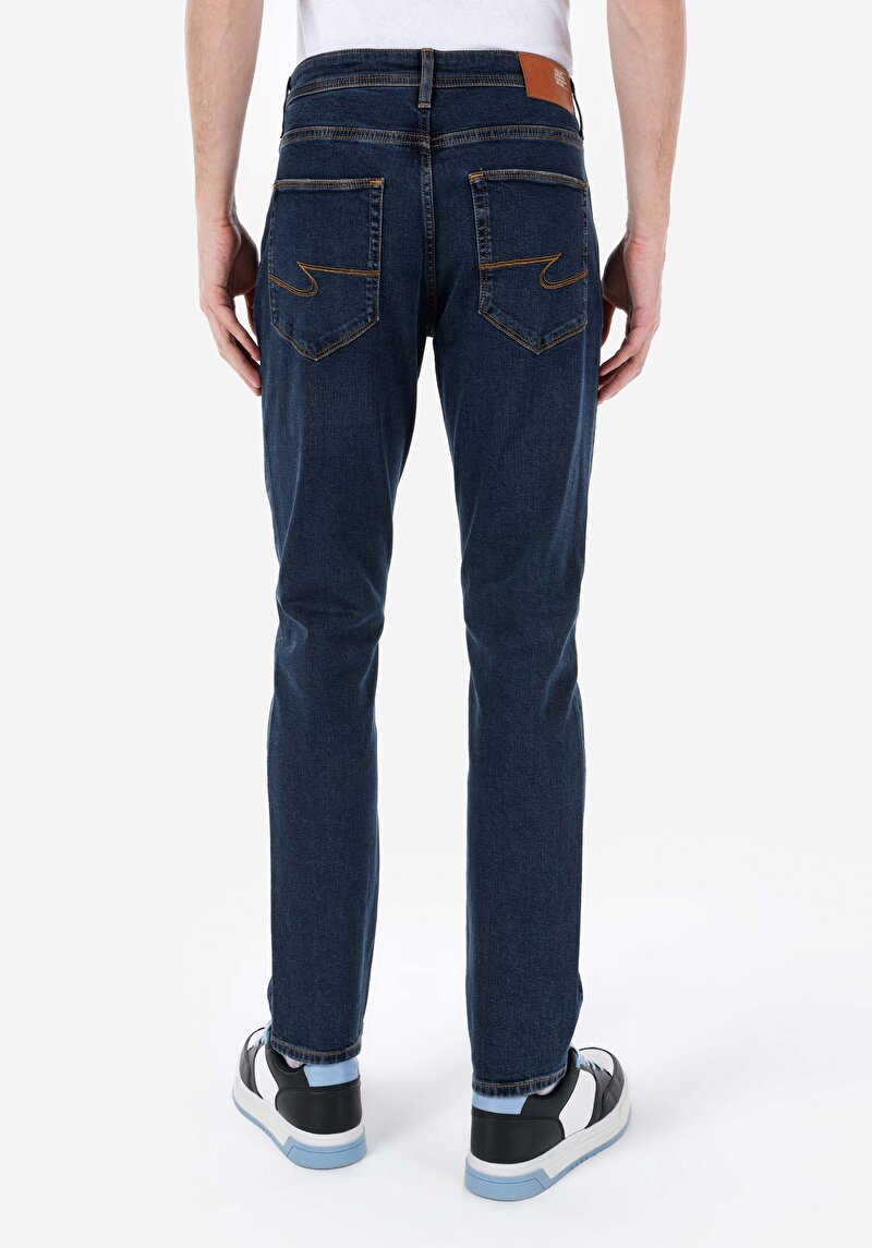 Straight Fit Erkek Koyu İndigo Jean Pantolon