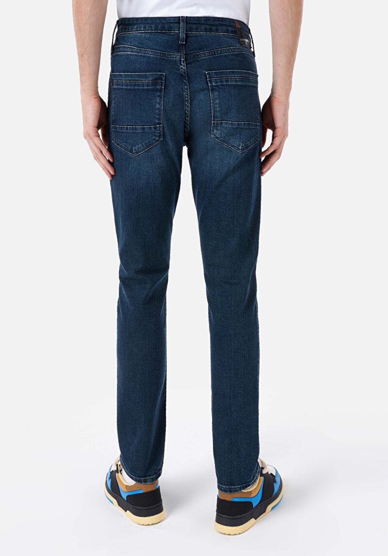 Straight Fit Erkek Koyu İndigo Jean Pantolon