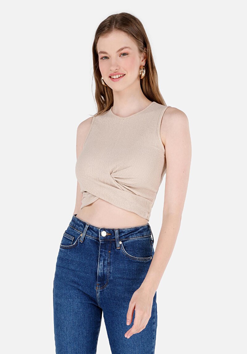 Slim Fit Kadın Bej Atlet