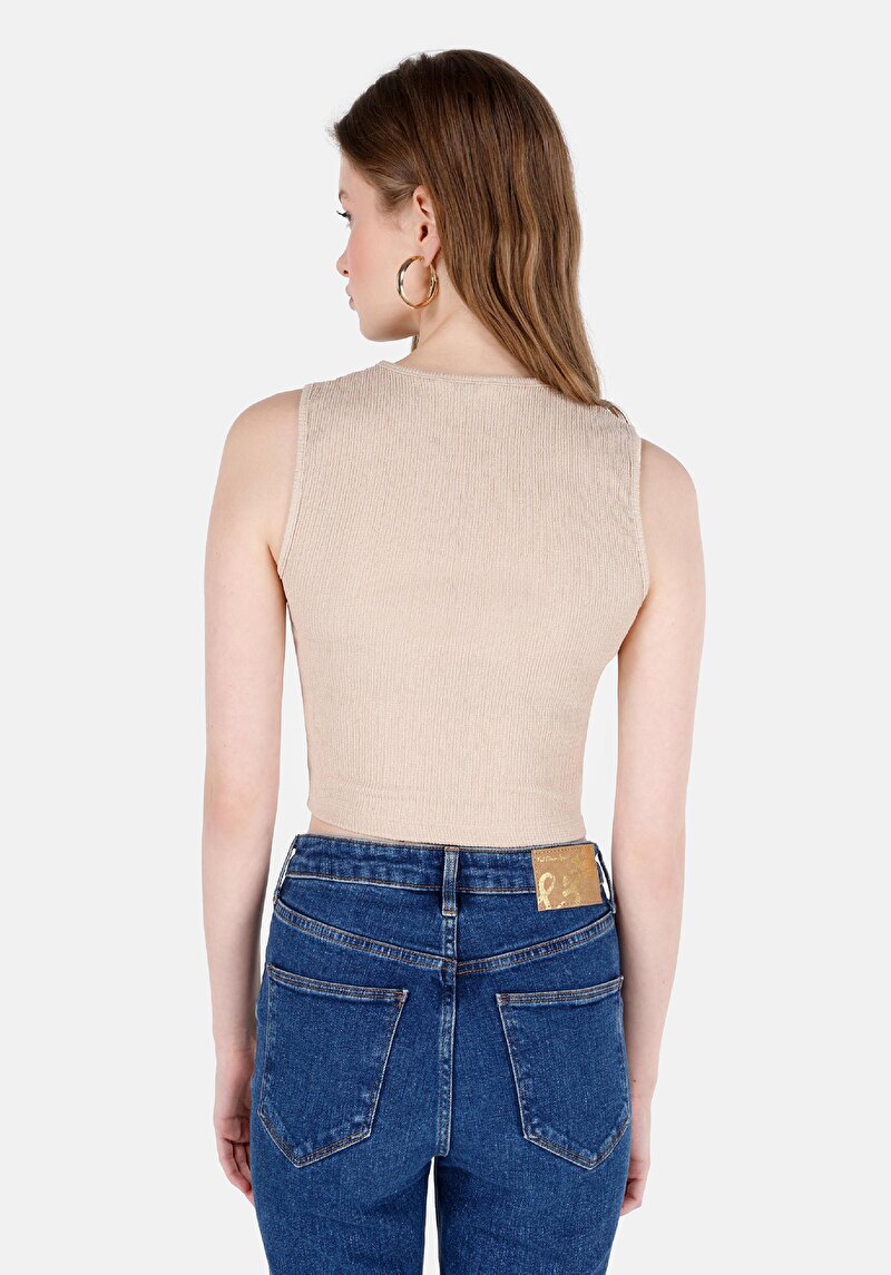 Slim Fit Kadın Bej Atlet