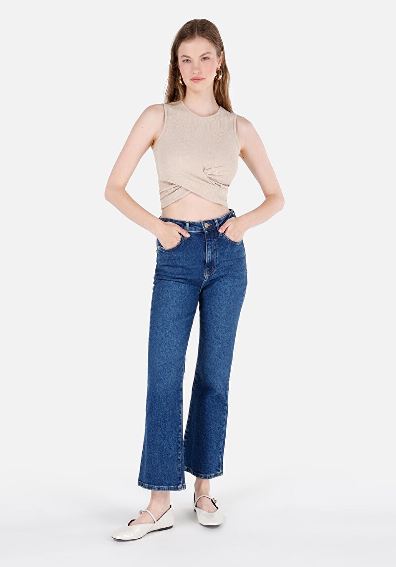 Slim Fit Kadın Bej Atlet