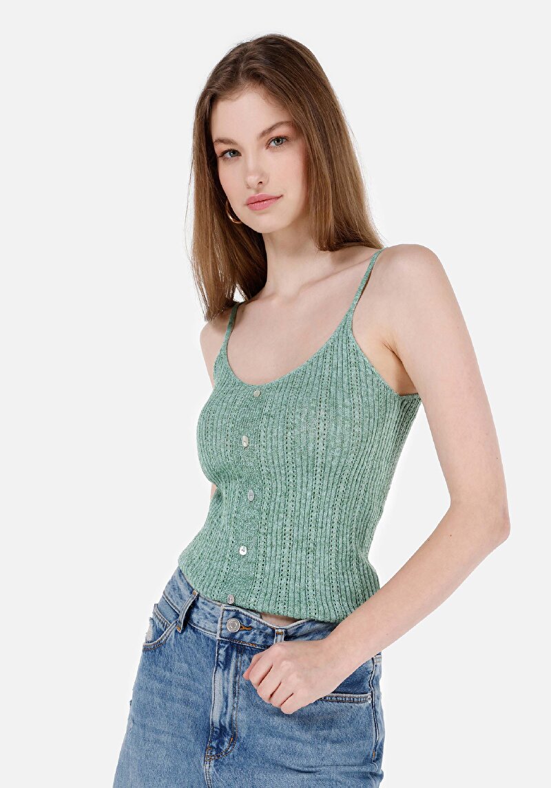 Slim Fit Kadın Yeşil Kazak