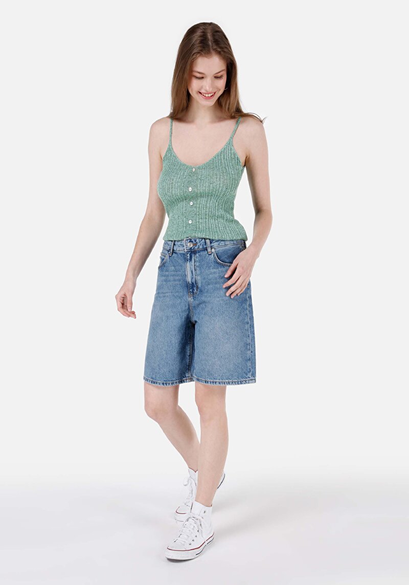 Slim Fit Kadın Yeşil Kazak