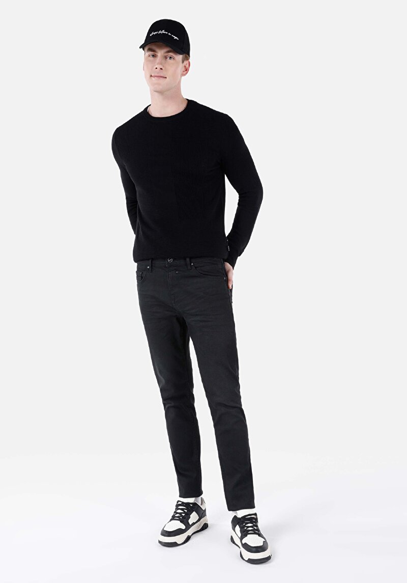 Straight Fit Düşük Bel Düz Paça Erkek Lacivert Fermuarlı Jean Denim Pantolon