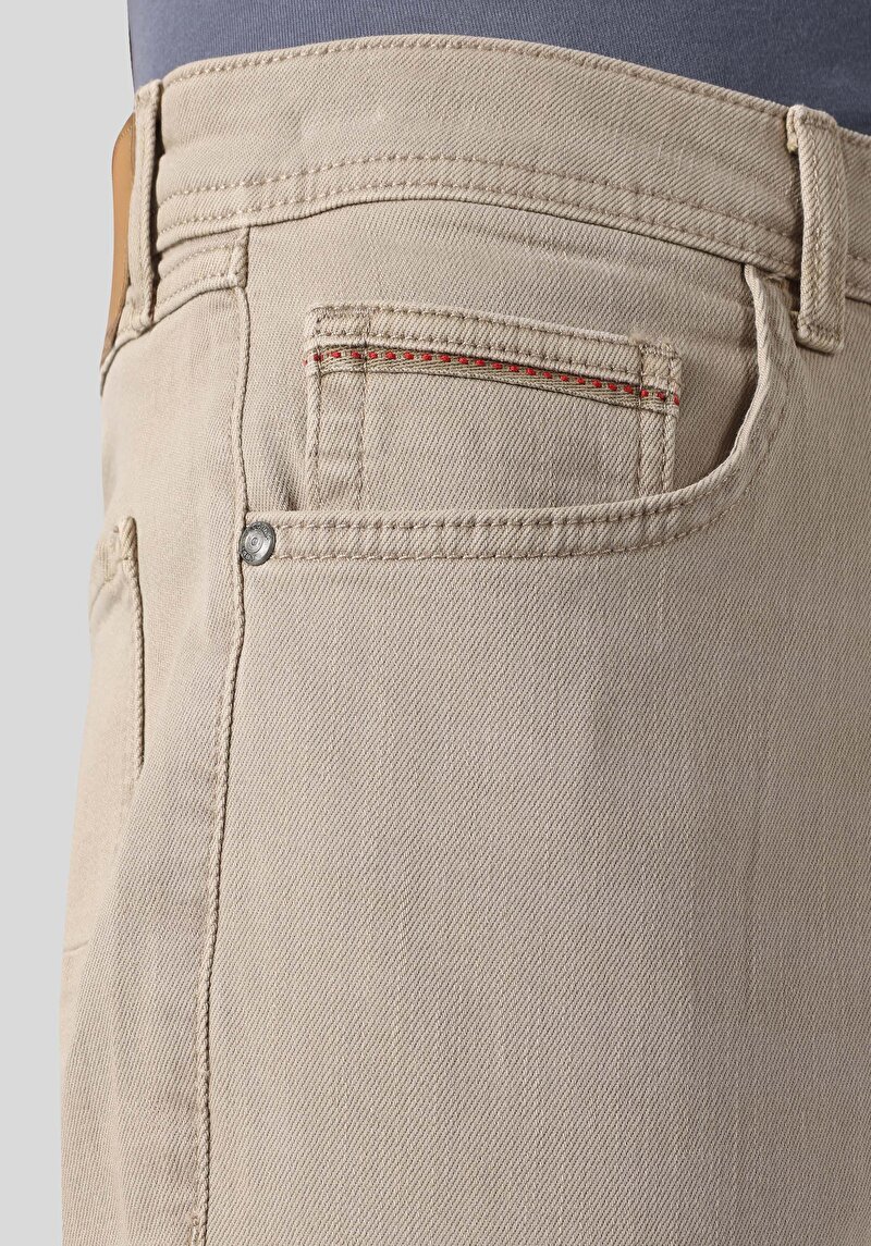 Straight Fit Orta Bel Düz Paça Erkek Bej  Pantolon